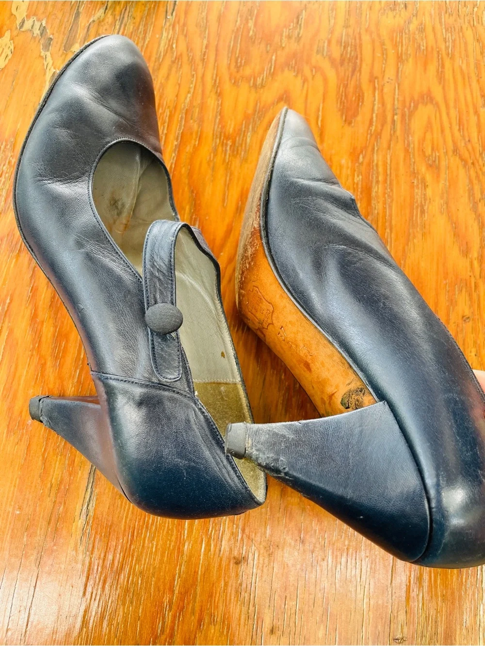 Vintage El Corte Inglés Navy Leather Mary Janes | Spanish Leather | Retro Heels